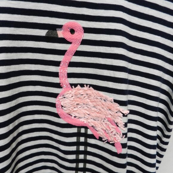J Crew pink Flamingo sequin knit top blouse striped t-shirt Size Sz Large Lg L - Picture 4 of 8